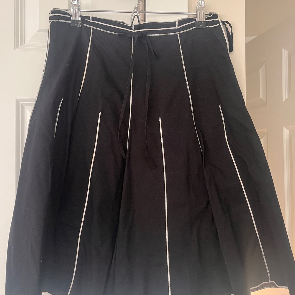 Black A-Line Skirt with White Detailing